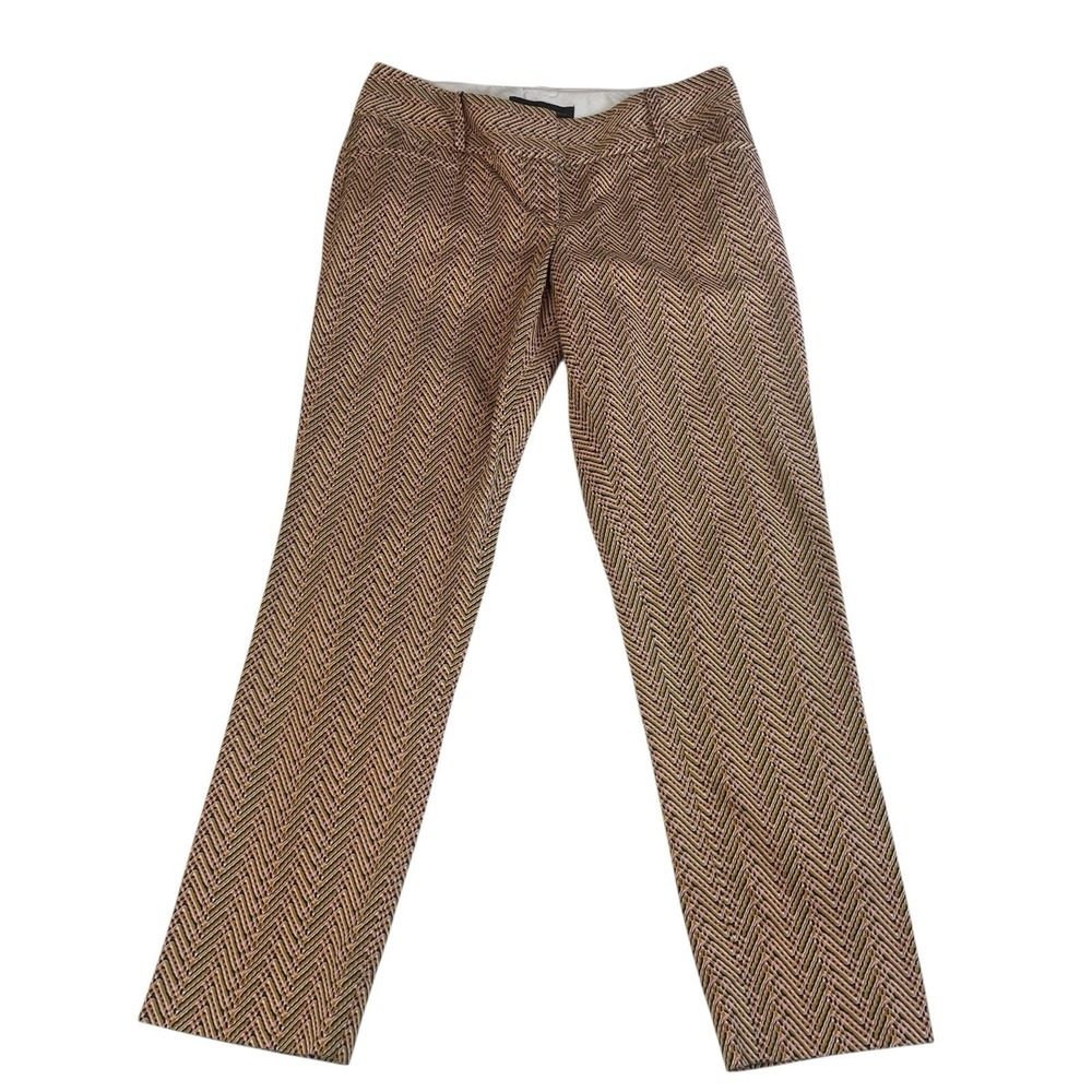 The Limited Drew Fit Pants Womens 2 Multicolor Chevron Stretch Ankle Dress Pants
